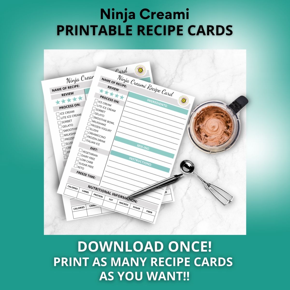 My Ninja Creami Recipe Book-Print at Home and Fillable PDF